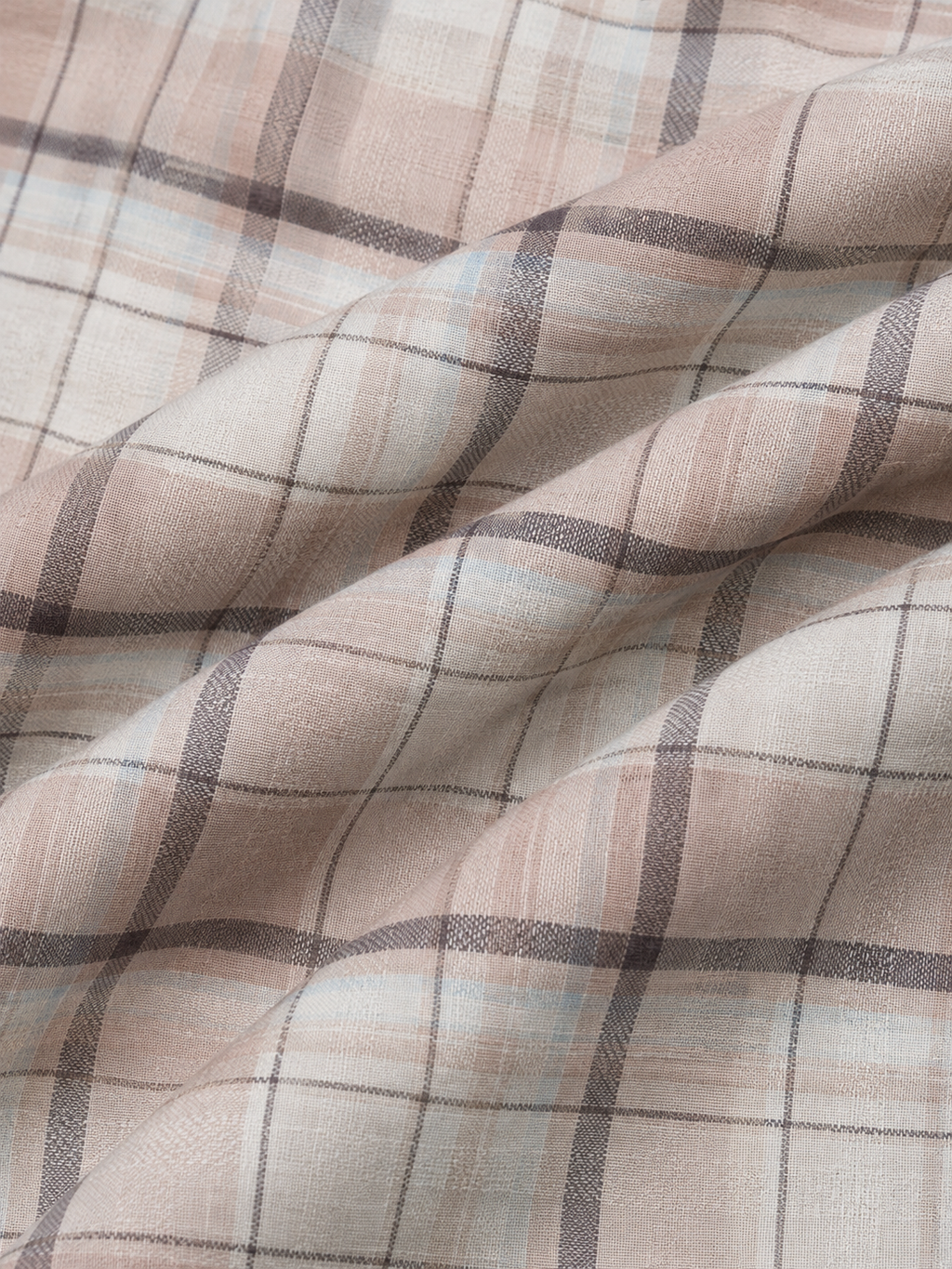 Beige & Dusty Pink Checked Cotton Blend Shirt