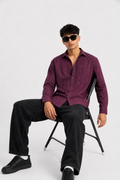 Bordeaux Textured Stripe Full Sleeve Shirt