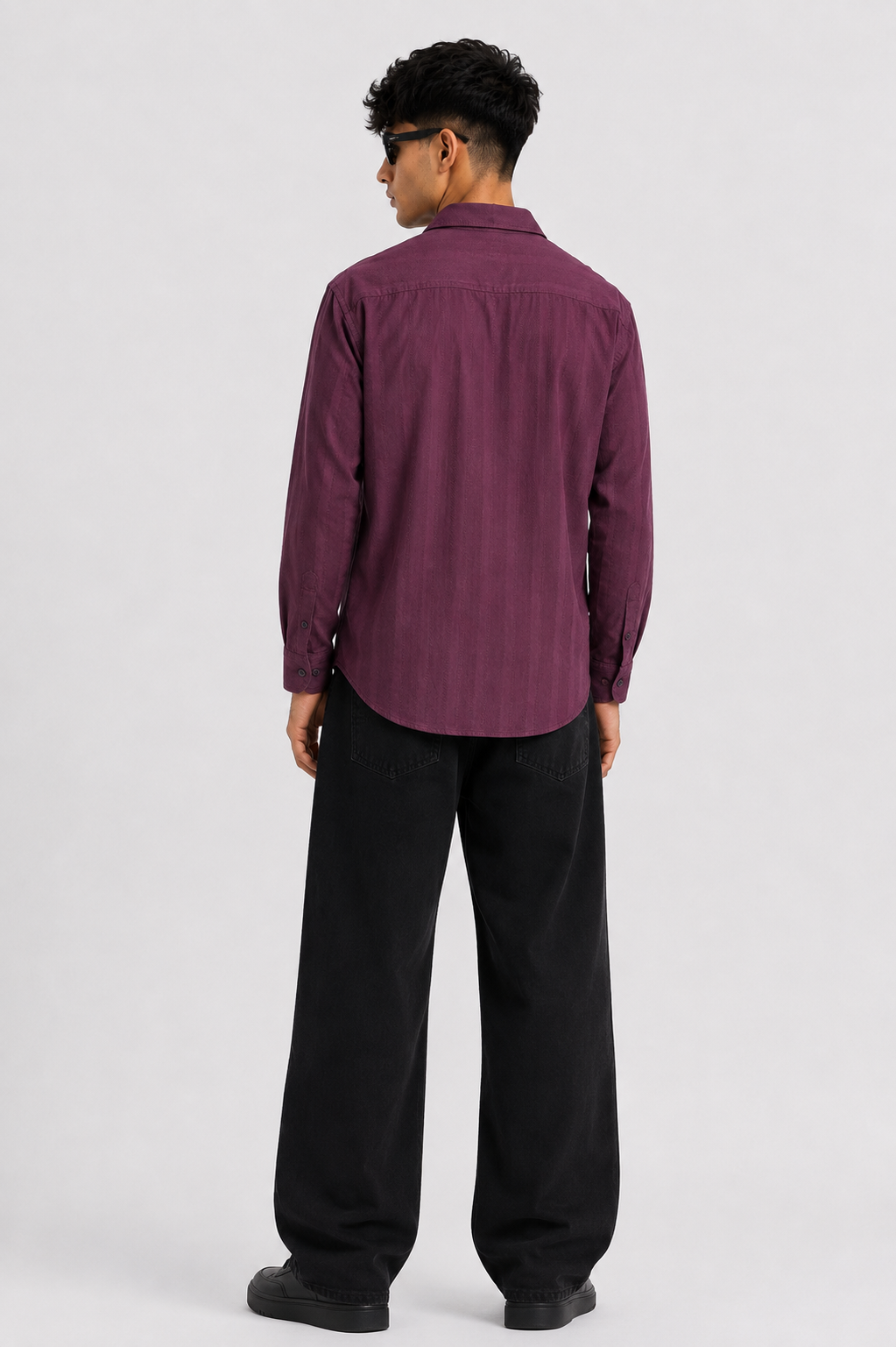 Bordeaux Textured Stripe Full Sleeve Shirt