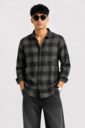 Olive & Charcoal Shadow Check Casual Shirt