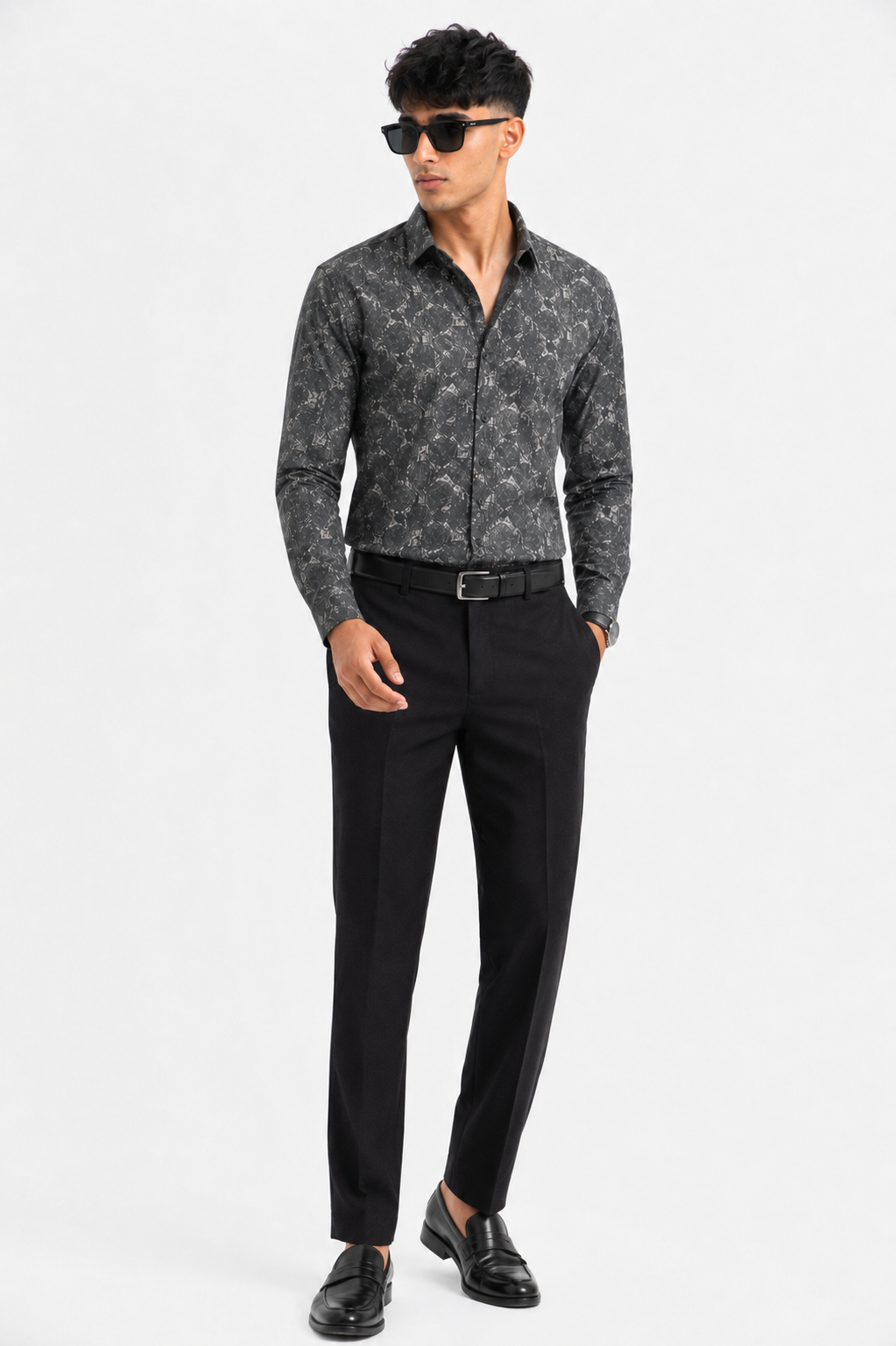 Graphite Abstract Pattern Full Sleeve Shirt