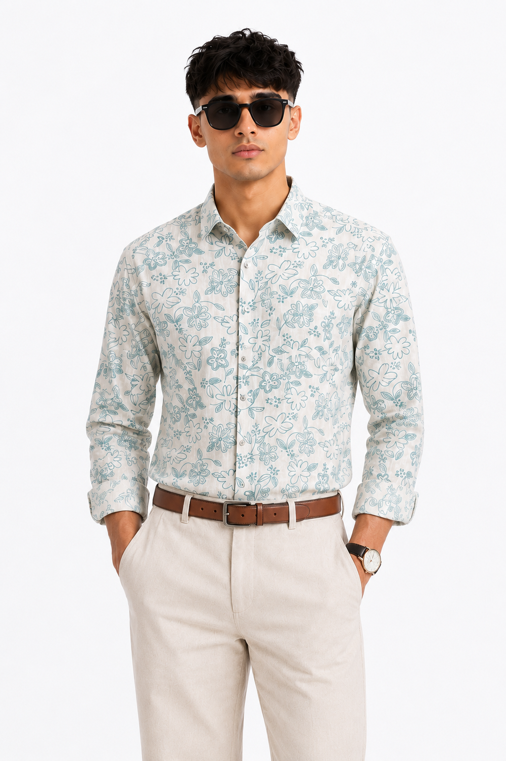 Verdant Bloom Linen Shirt – Premium Floral Print