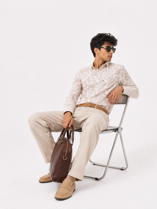 Floral Textured Linen Blend Shirt