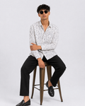 Ivory Geometric Textured Print Shirt