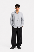 Mist Grey Textured Stripe Shirt