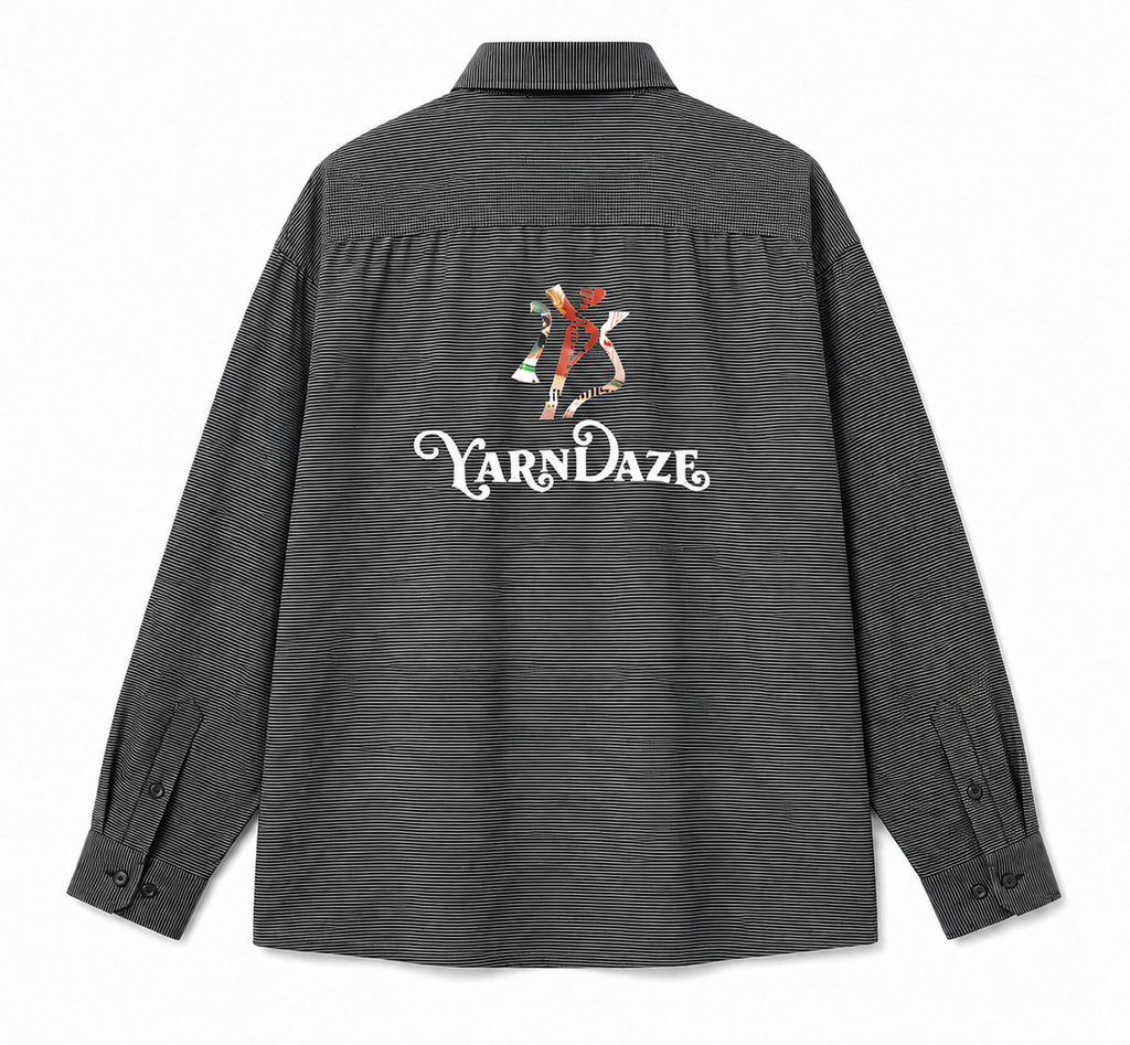 YarnDaze Back Logo Pinstripe Boxy Shirt