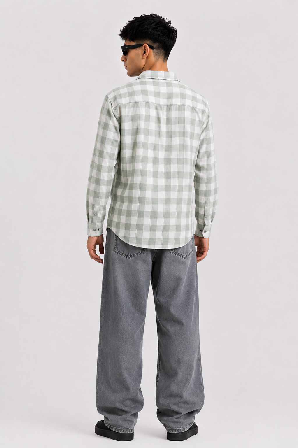 Sage Grid Checked Full Sleeve Shirt