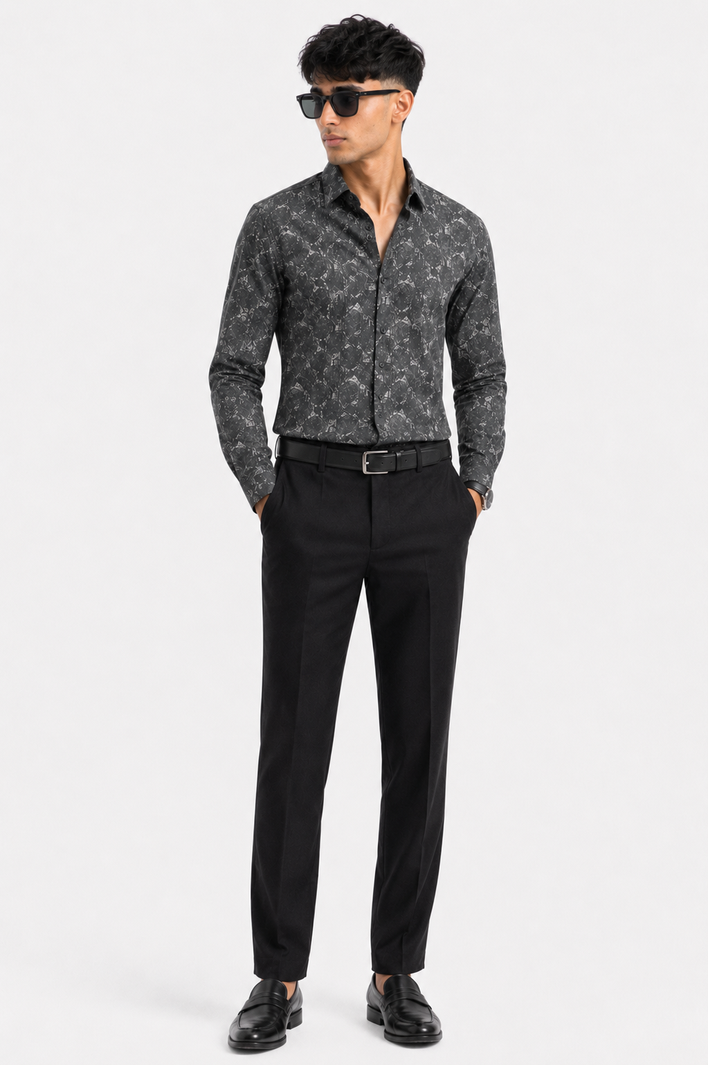 Graphite Abstract Pattern Full Sleeve Shirt