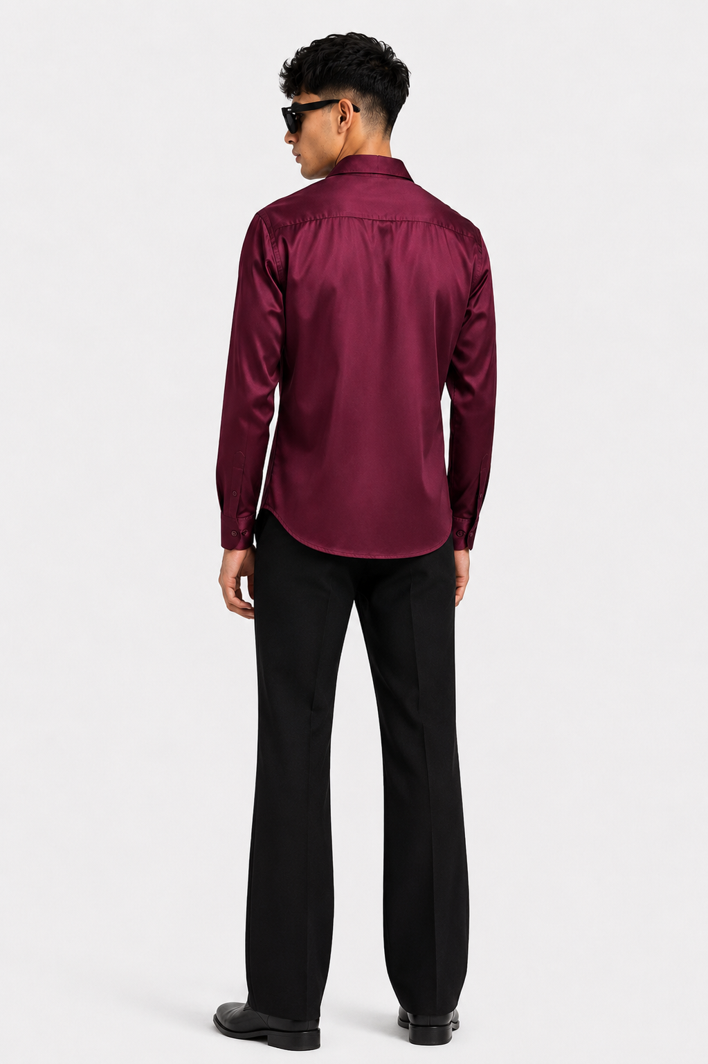 Luxe Wine Satin Formal Shirt
