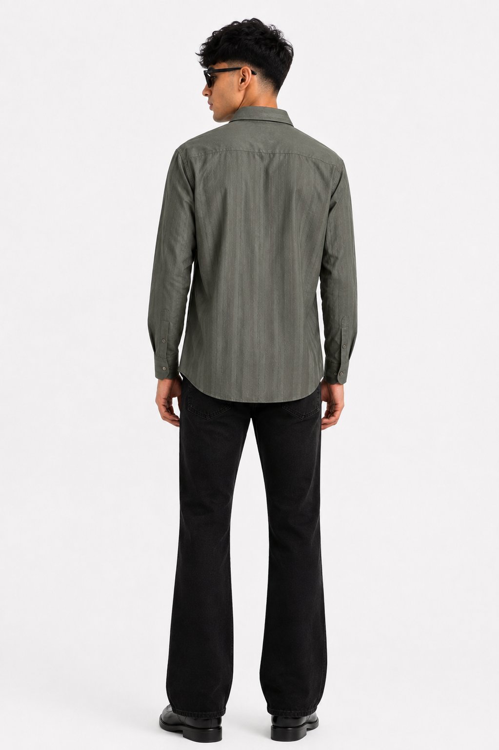 Olive Textured Stripe Premium Shirt