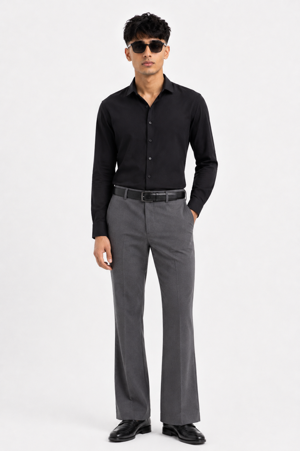 Plain Black Formal Satin Shirt