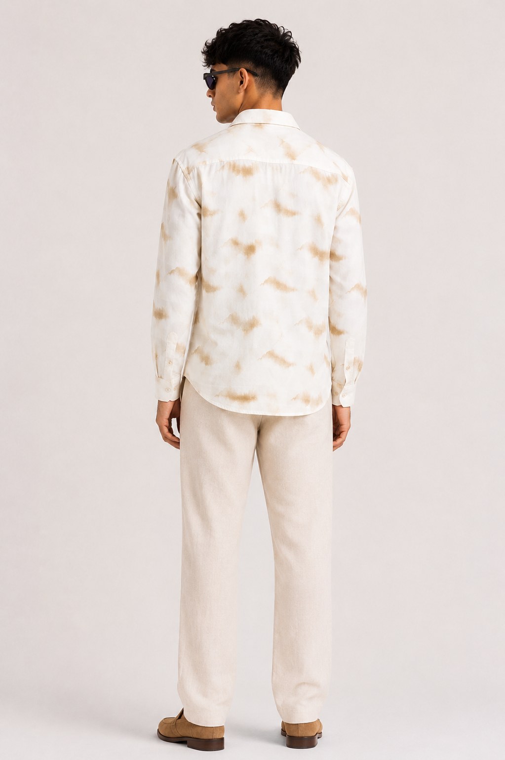 Sand Dune Mist Printed Premium Cotton Shirt