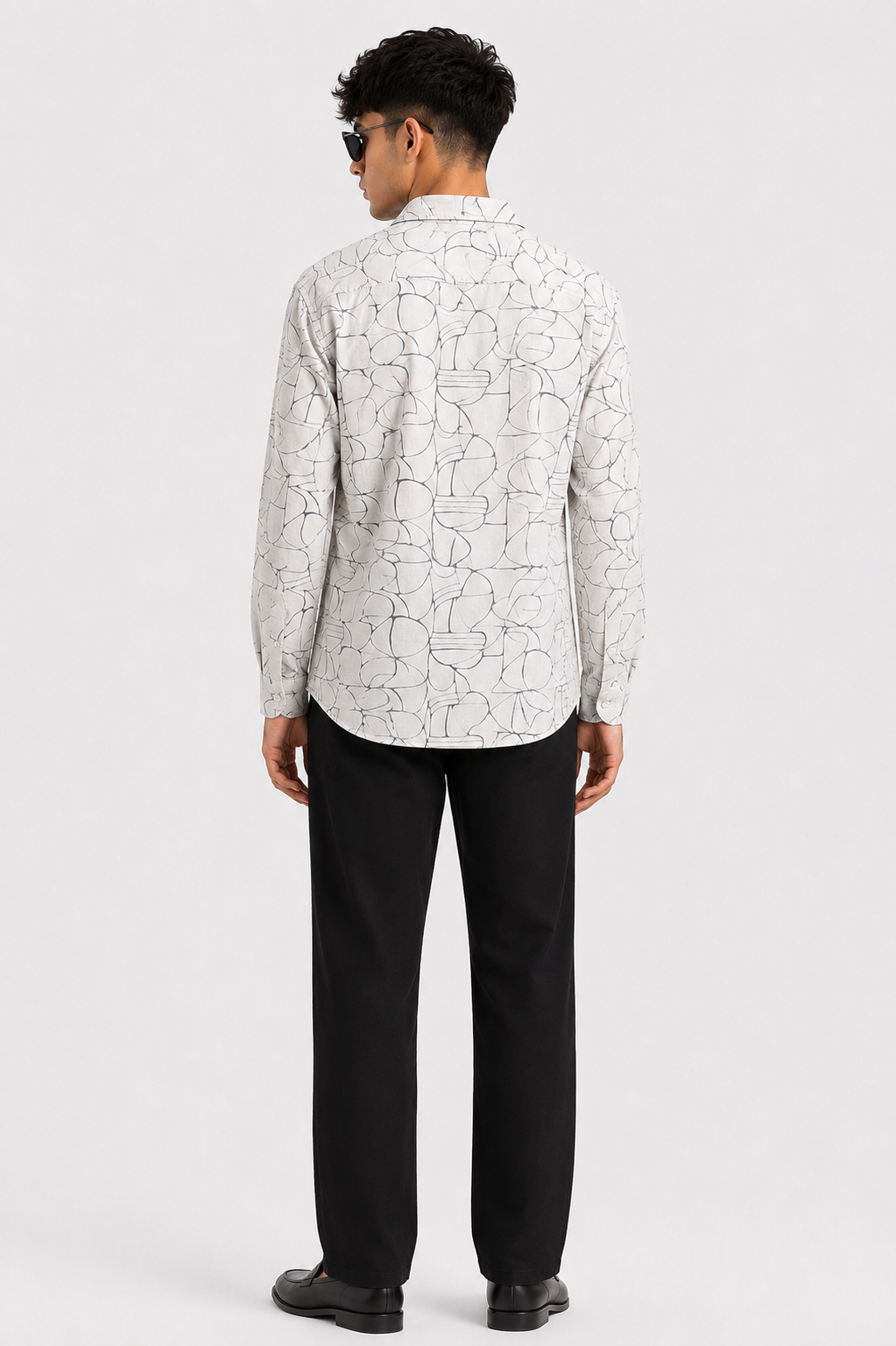 Ivory Geometric Textured Print Shirt