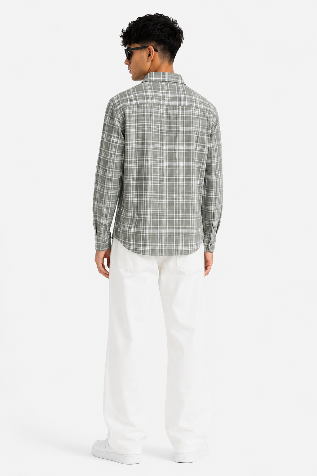 Sage Grid Checked Cotton Shirt