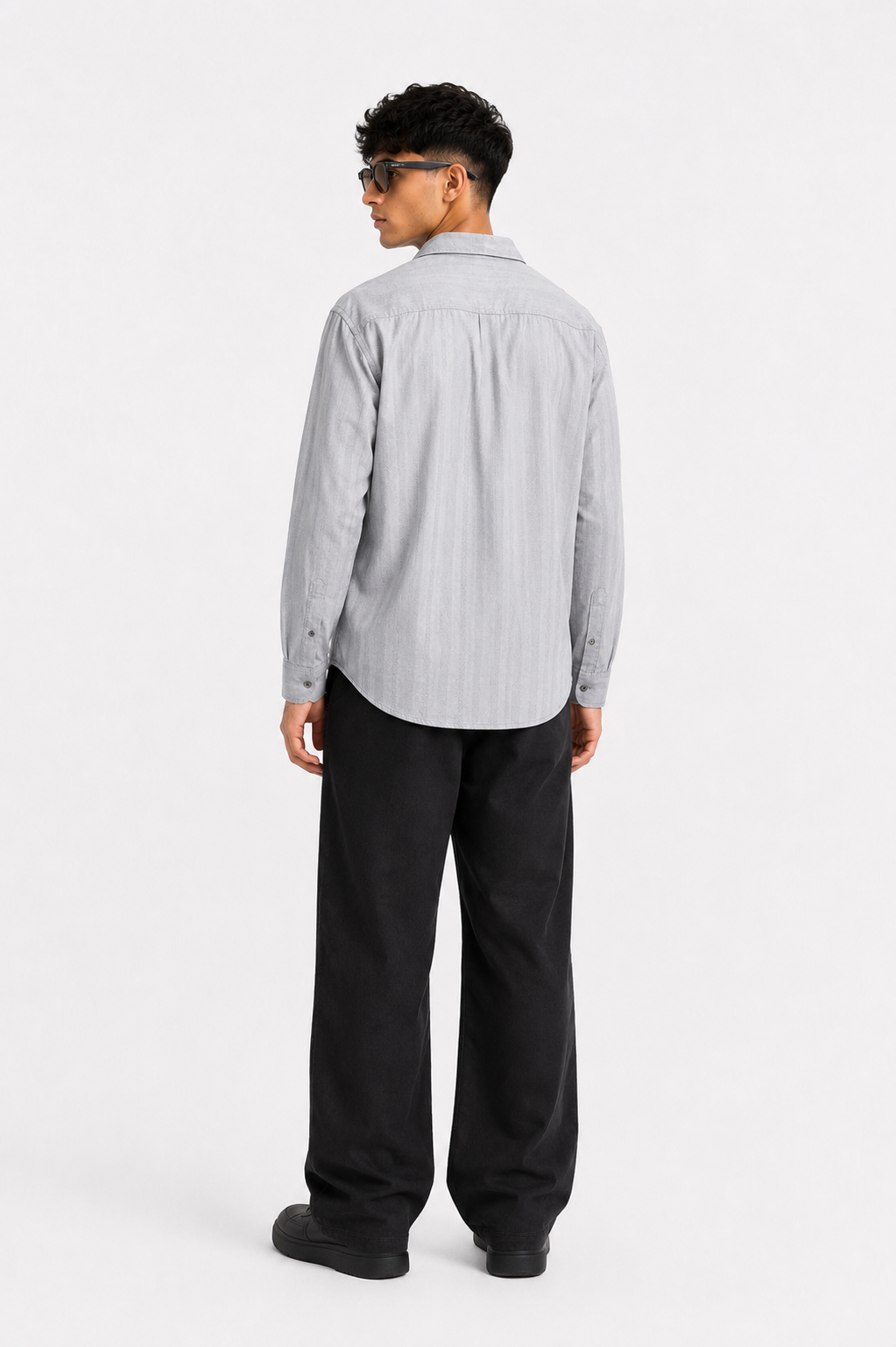 Mist Grey Textured Stripe Shirt