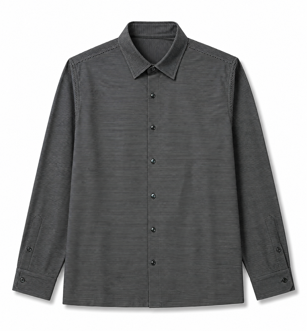 YarnDaze Back Logo Pinstripe Boxy Shirt