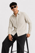 Textured Beige Stripe Shirt
