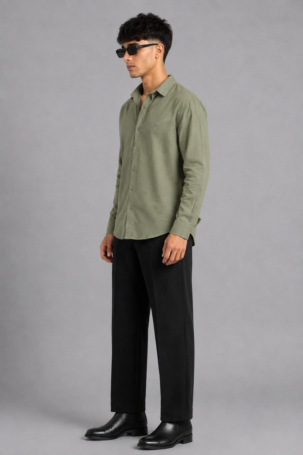 Moss green Georgette shirt