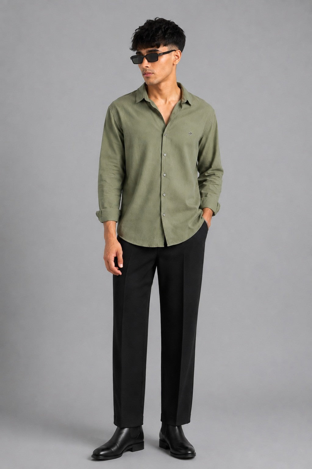 Moss green Georgette shirt