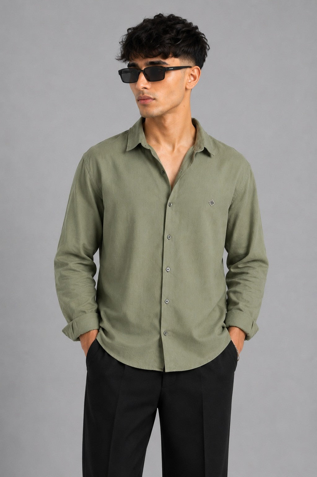 Moss green Georgette shirt