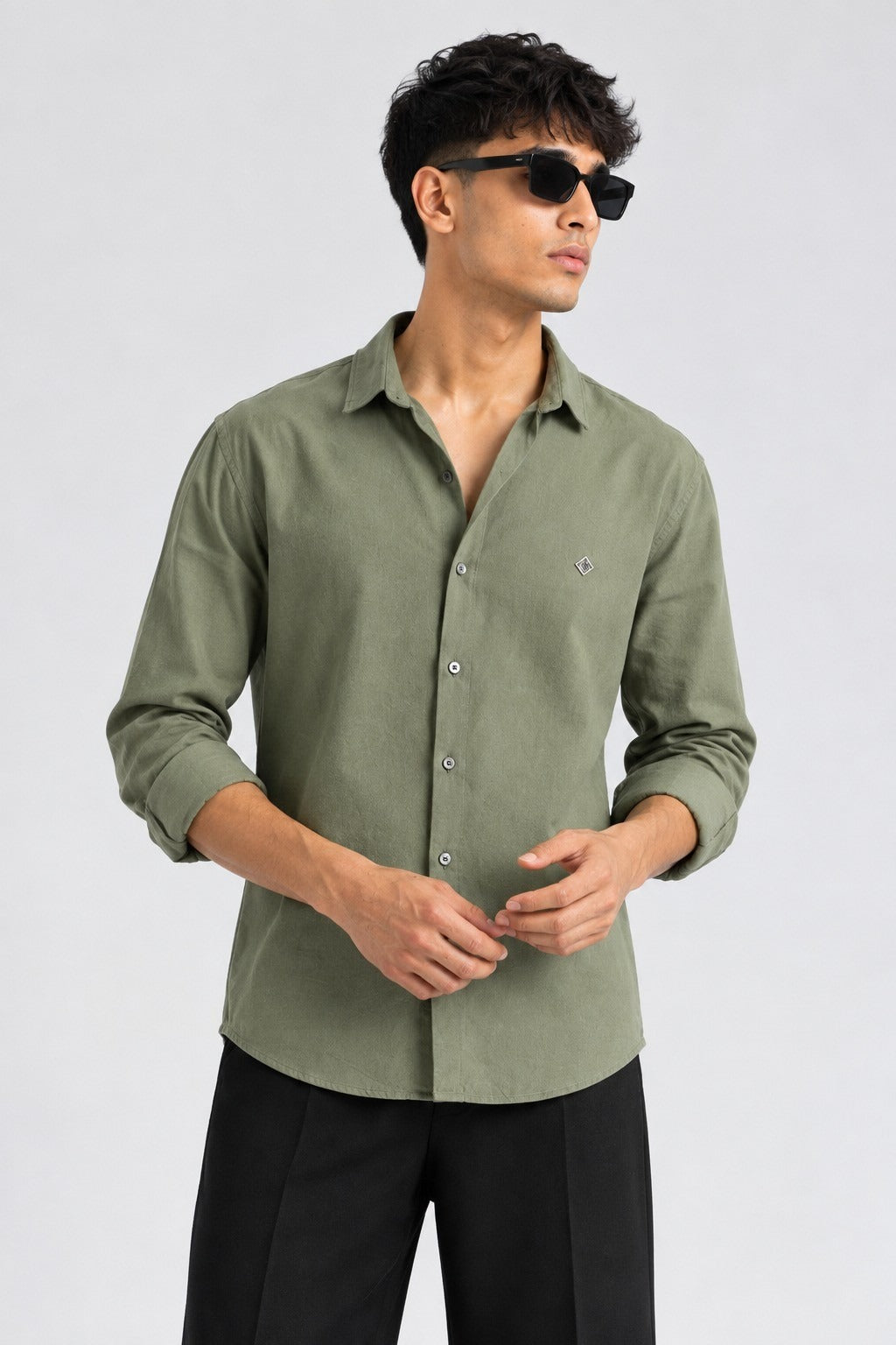 Moss green Georgette shirt