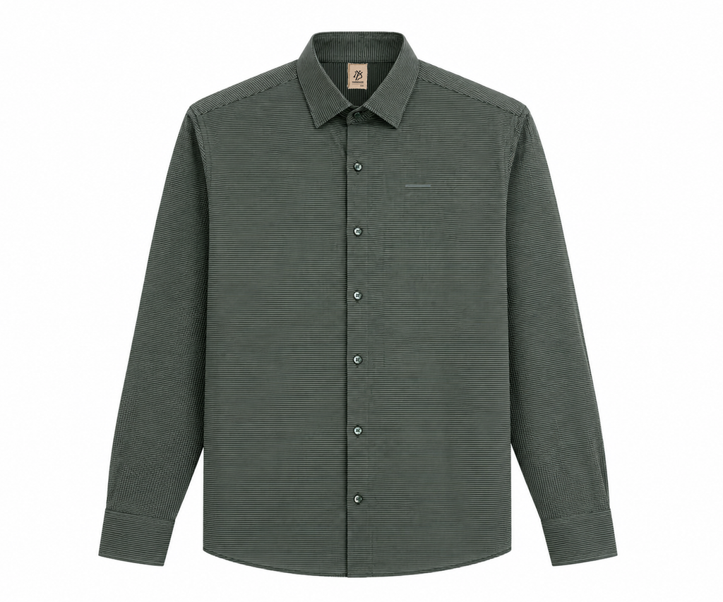 Forest Green Pinstripe Boxy Fit Overshirt